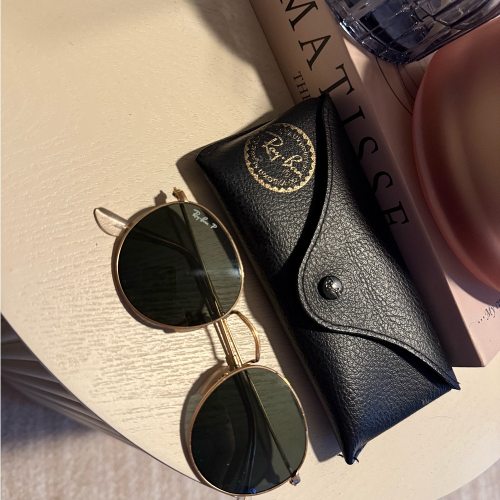 Ray-Ban Gold Frame Sunglasses with Black Lenses